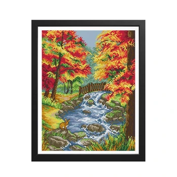 

The Autumn of The Creek,chinese Cross Stitch Kits Sale DIY 14CT Handmade Embroidery Kits 11CT Count Print Canvas Needlework Sets