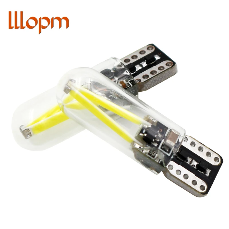 2x lllopm 2018 новые W5W led T10 cob стекло автомобиля светильник со светодиодными нитями на