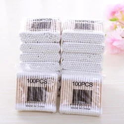 500pcs Wood Cotton Swab Cosmetics Permanent Makeup Health Medical Ear Jewelry Clean Sticks Buds Tip Wood Cotton Head Swab