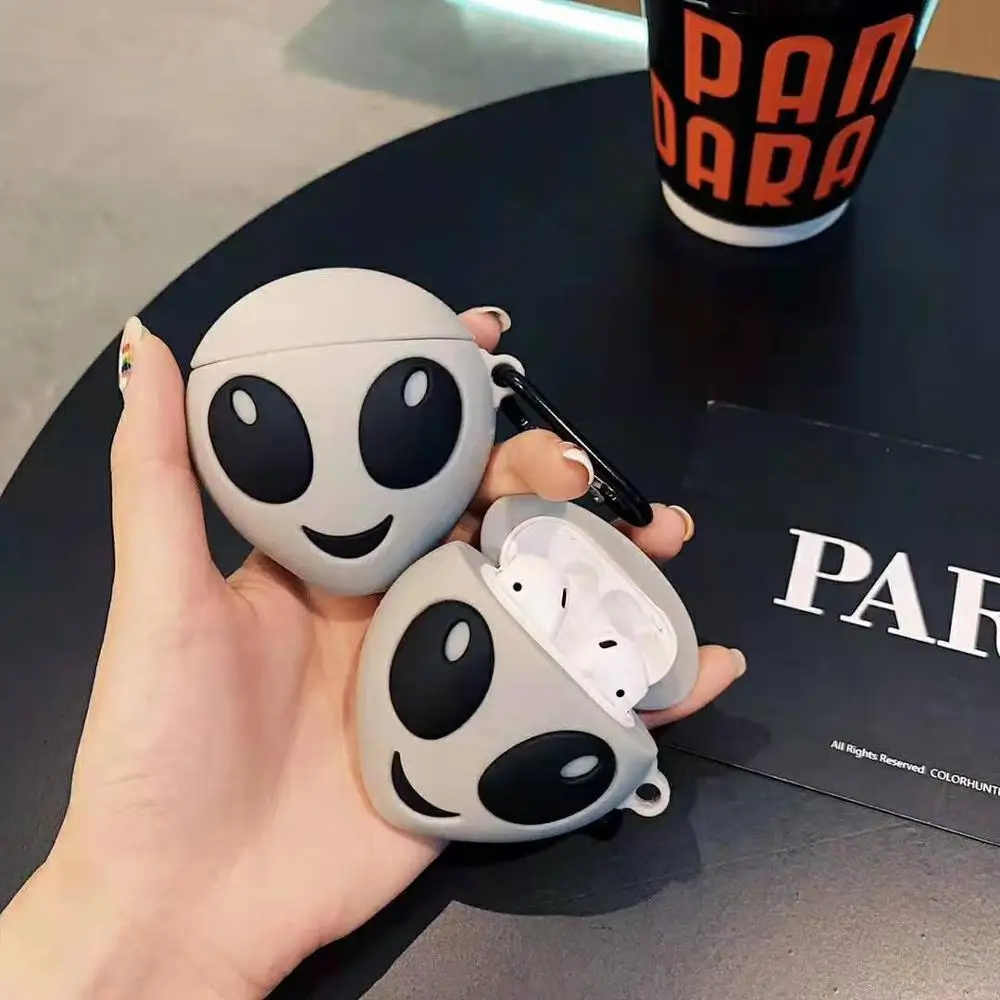 3D Милые ET ALIEN светящиеся чехлы для наушников Apple Airpods 1 2 Силиконовая защита Bluetooth