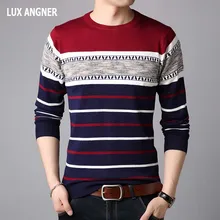 LUX ANGNER Spring Autumn Men Fashion Striped Sweaters Long Sleeve O Neck Knitted Pullover Sweater Men Korean Casual Sweater Male