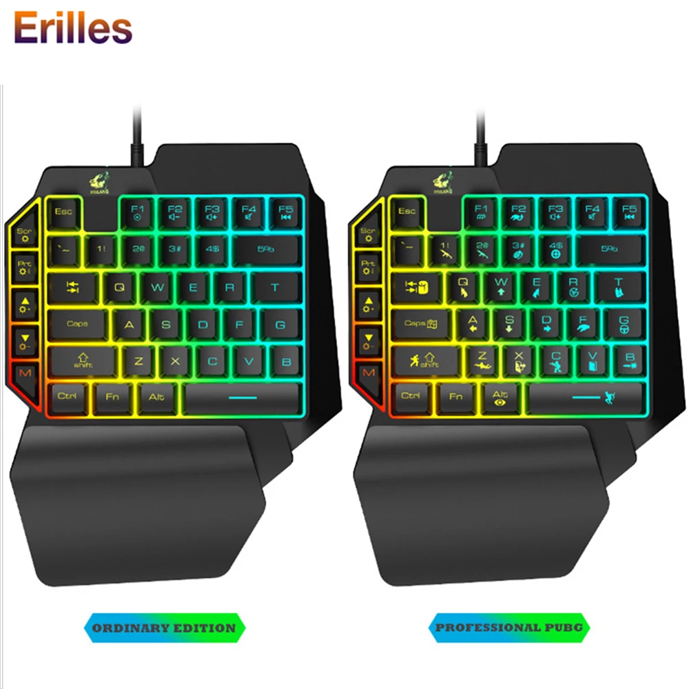 

Professinal Gaming Wired Keyboard Single Hand RGB Backlit Keyboard Mechanical PC Computer Laptop Keypad for PUBG Game