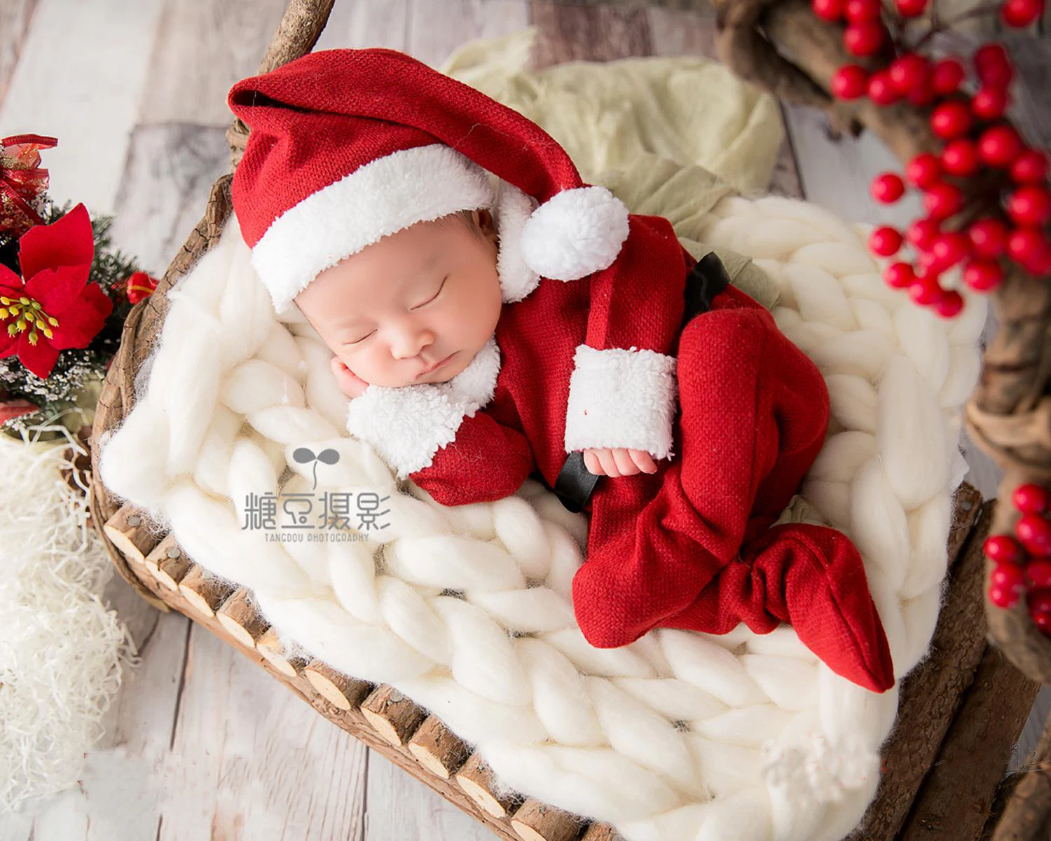 Newborn  Photography Props Romper Christmas Santa Claus Jumpsuit Hat Photography  Studio Shoots Accessories