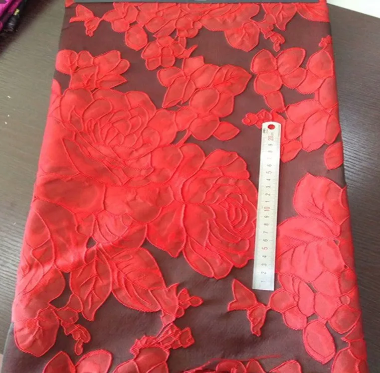 Высококачественная жаккардовая парчовая ткань нигерийский Тюль кружевная ткань красная французская Сетка кружевная ткань для свадебной вечеринки DHL05