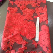 Высококачественная жаккардовая парчовая ткань нигерийский Тюль кружевная ткань красная французская Сетка кружевная ткань для свадебной вечеринки DHL05