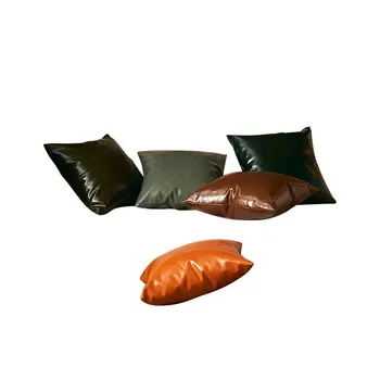 

Faux Leather Throw Pillow Cover Decorative Pillow Case 18x18 Inch Solid Color Cushion Case