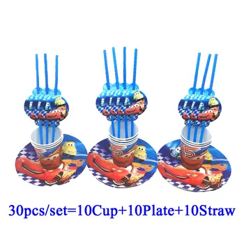 

Cartoon Disney Lightning McQueen Cars Theme party paper plate/Cup/Straw kid Birthday Party Decor supply Disposable Tableware set