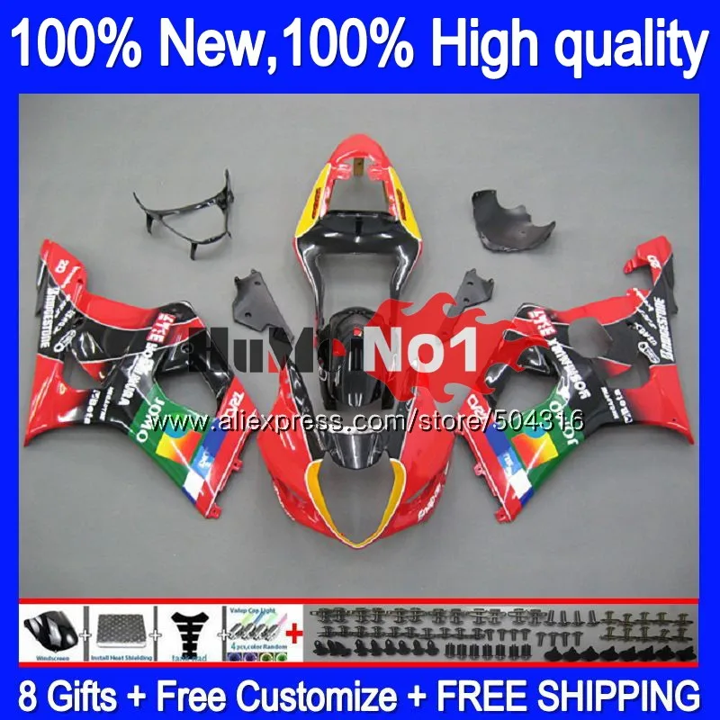 Корпус для SUZUKI GSXR-1000 1000CC GSXR1000 K2 20MC. 10 JOMO красный GSX-R1000 GSX R1000 03 04 K3 GSXR 1000 2003 2004 03 04 обтекатель - Цвет: No. 1