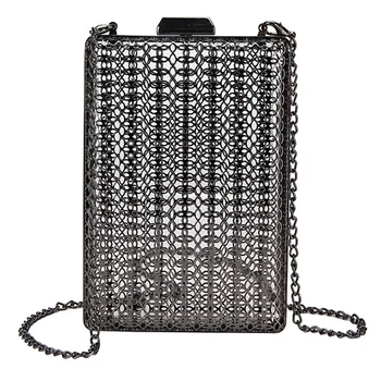 

ASDS-Fashion Style Metal Hollow Women's Evening Bag Shoulder Crossbody Bags Clutch Cage Handbag