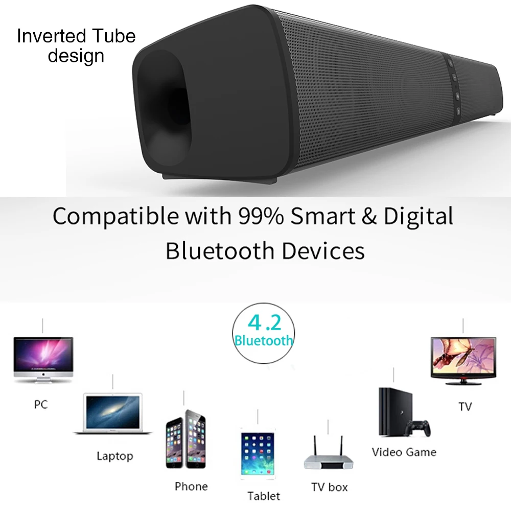 Высокое качество супер бас 20 Вт 4 Рог мощность беспроводной Съемный Bluetooth ТВ