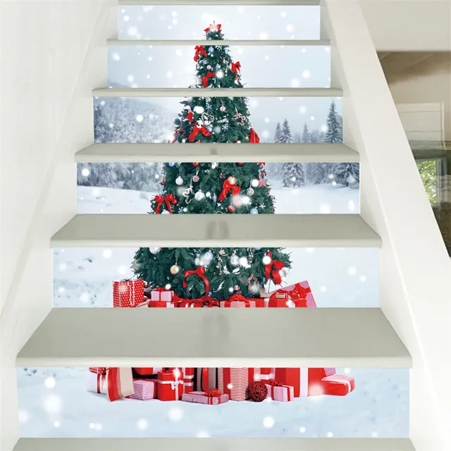 Strisce Adesive Natalizie Per Scale – 15 Pezzi 18x100 Cm, Vinile Autoadesivo, Stelle Dorate Su Sfondo Blu