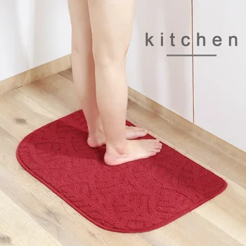 

75x45cm Non Slip Water Absorbent Kitchen Rug Half Round Carpet Solid Home Easy Clean Doorway Bathroom Floor Mat Machine Washable