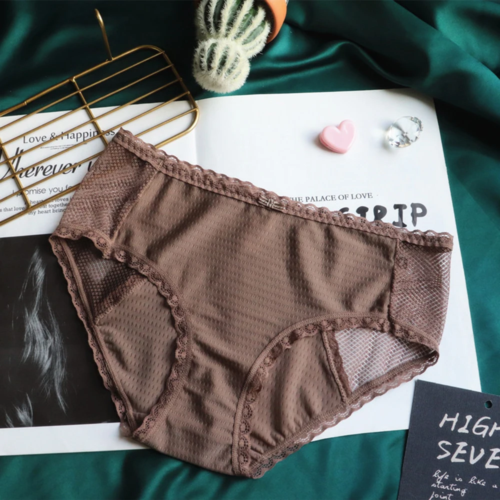 

Sexy Hollow Mesh Lace Panties Women's Breathable Comfortable Underwear Bowknot Ladies Low Waist Bag Hip Briefs