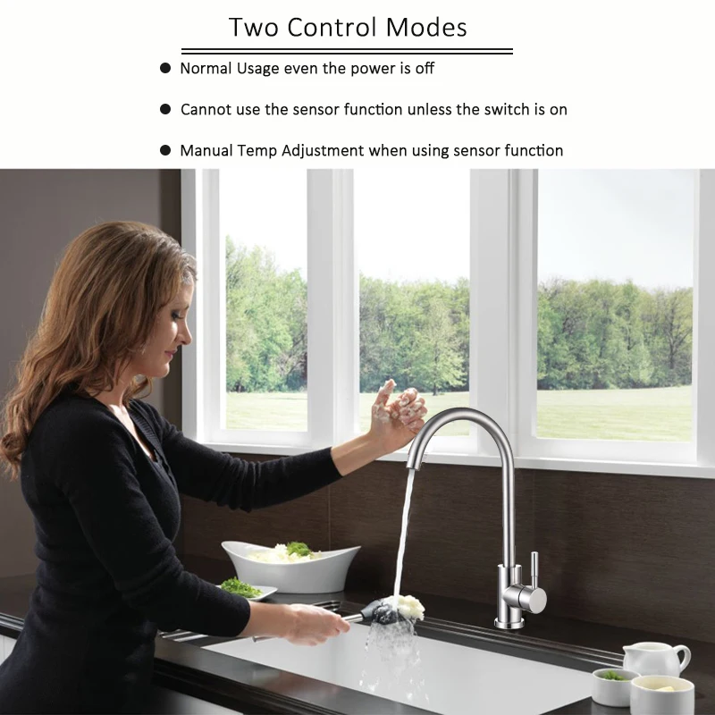 Touch Faucet Senducs Brushed Sensor Kitchen Faucet Quality Stainless Steel Smart Touch Sensitive Kitchen Mixer Tap Automatic Tap