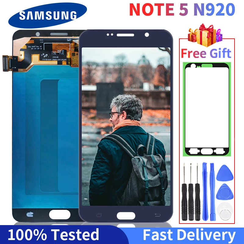 100% протестированный ЖК-дисплей для SAMSUNG Note 5 дисплей N9200 SM-N920 N920C N920A N920F сенсорный
