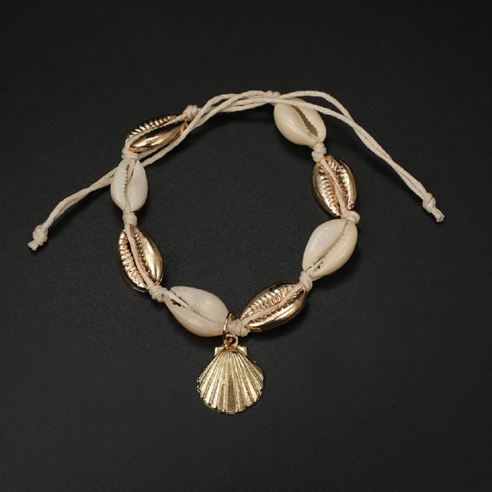 Cowrie кожа Puka Shell винтажные ножные браслеты для женщин деревянный бисер Йога талисманы ножной браслет девушка ювелирные изделия дропшиппинг