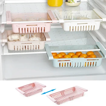 

Adjustable Stretchable Fridge Organizer Drawer Basket Refrigerator Pull-out Drawers Fresh Spacer Layer Storage Rack 1PC