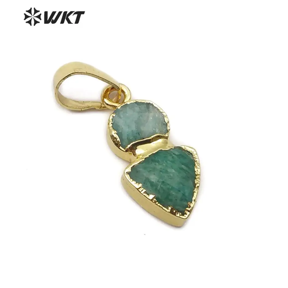 WT-P1489 New Arrived! charm irregular shape with gold Pendant natural green black stone Chain women fashion jewelry Made | Украшения и