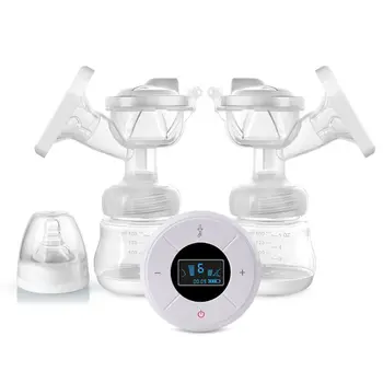 

Electric Double Breast Pump Kit with 2 Milk Bottles Baby Breastfeeding Assistant QX2D