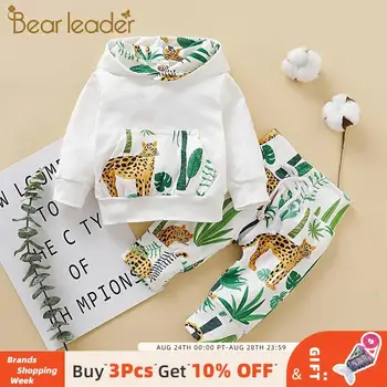 

Bear Leader Newborn Kids Cartoon Outfits Boys Animal Print Cute Sets 2PCS Long Sleeve Hoodies and Pants Girl Autumn Casual Suits
