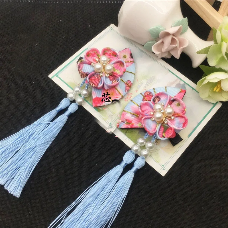 Maru-tsuami Kanzashi цветок Бисероплетение веер Сакура заколка для волос традиционный японский стиль кимоно аксессуар Гейша ручной работы HW053