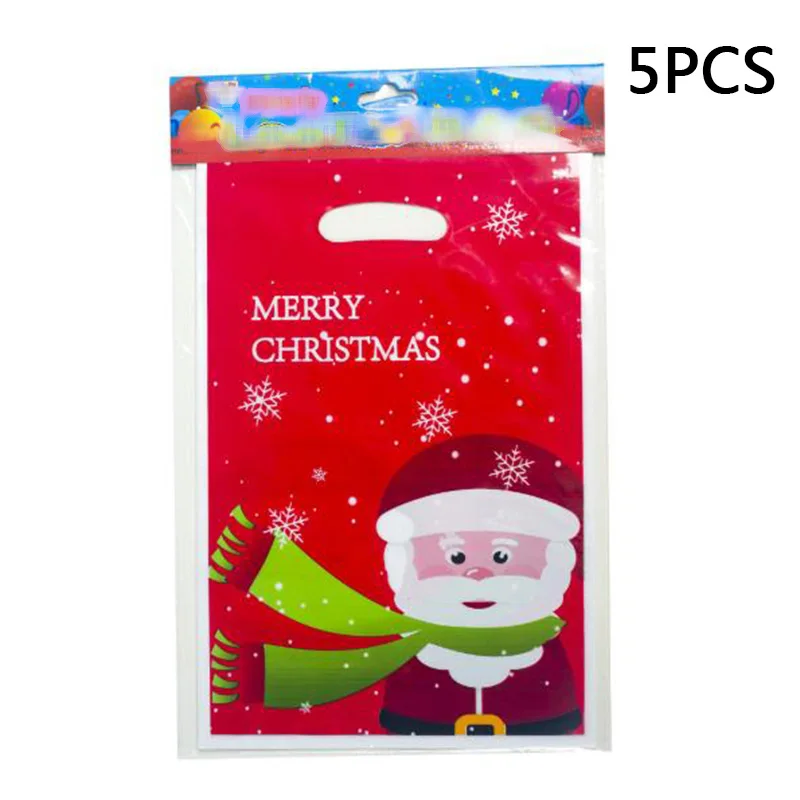 

5 Packages (50PCS) PVC Disposable Xmas Gift Candy Bags Christmas Decorations storing Christmas gifts