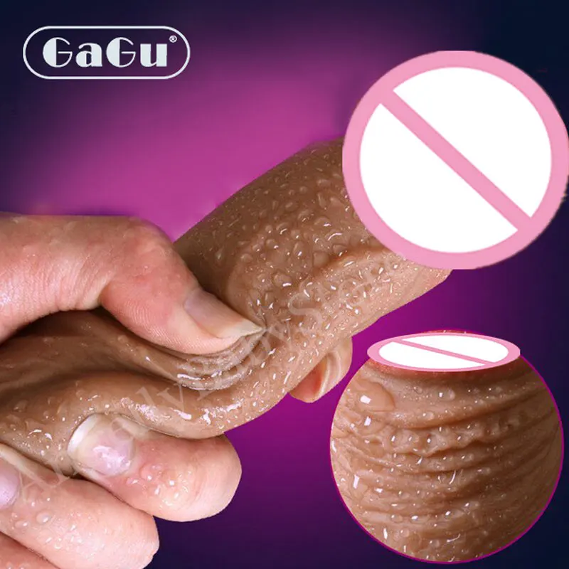 Gagu для женщин Реалистичный Пенис дилдо мягкая присоска из кремнезема длинная