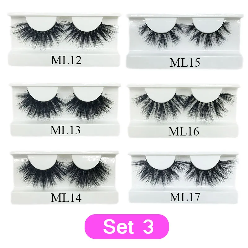 Set3 30 pairs Mink Eyelashes Bulk 25mm Dramatic Long 3D Mink Lashes Moonlass Makeup Luxury 25mm Lashes Wholesale False Eyelash - Цвет: Set3