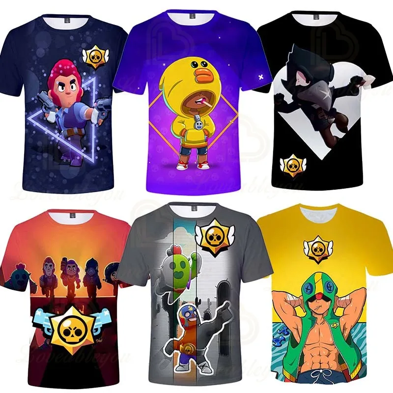 

Shooter Boys Girls 3D PRIMO MORTIS Short T-shirt Crow Spike Leon Shelly Brawling Tshirt Kids Game Star Shirt Tops Birthday Gift