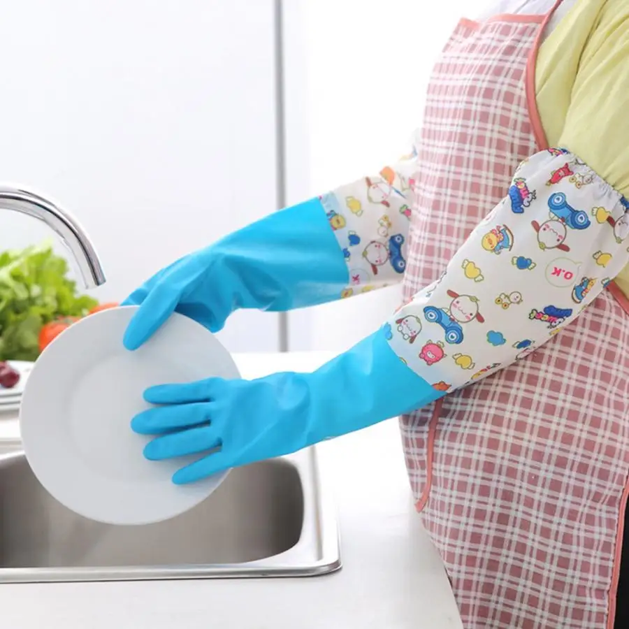 All-purpose Long Cuff Thick Warm Kitchen Cleaning Glove Rubber Dishwashing Tool Gloves for Home