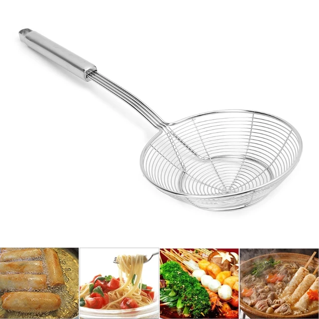 Colador de araña sólida, cucharón, utensilio de cocina de acero inoxidable  - AliExpress