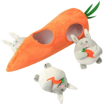 

Fashion Pet Squeak Toys Pet Dog Hide And Seek Voice Toy Mouse Cartoon Carrot House Set Dog Chew Toy For Dog Toys Squeaking