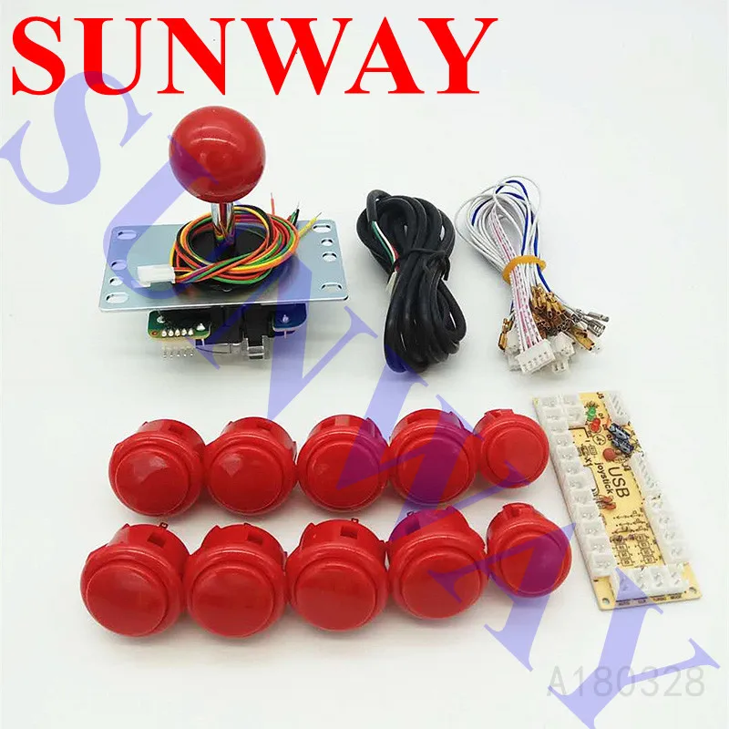 

Free shipping Original Joystick DIY Kit Zero Delay Arcade DIY USB Encoder To PC Sanwa Joystick Original Sanwa Push Buttons Mame