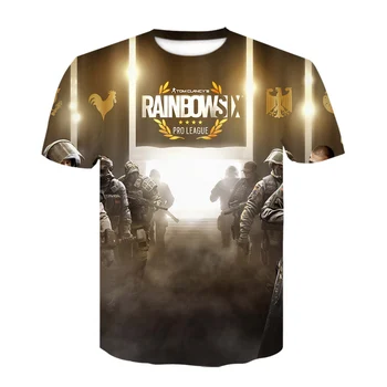 

Men's short sleeve round collar rainbow rainbow six 3 d printing design shirt sets summer T-shirt and large size jacket