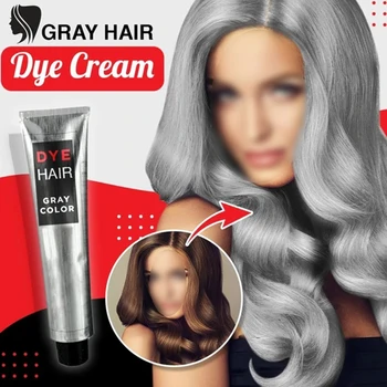 

100ml For Beginners Smooth Natural Home Salon Party Punk Style Permanent Fashion Smoky Gray Coloring Hair Dye Cream Professional