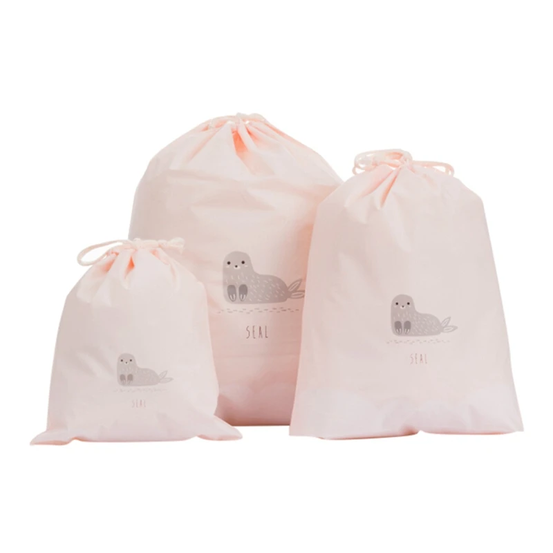 New 3PCS Home Travel Waterproof Cute Cartoon Drawstring Bag Portable Shoes Clothes Drawstring Storage Bag Set