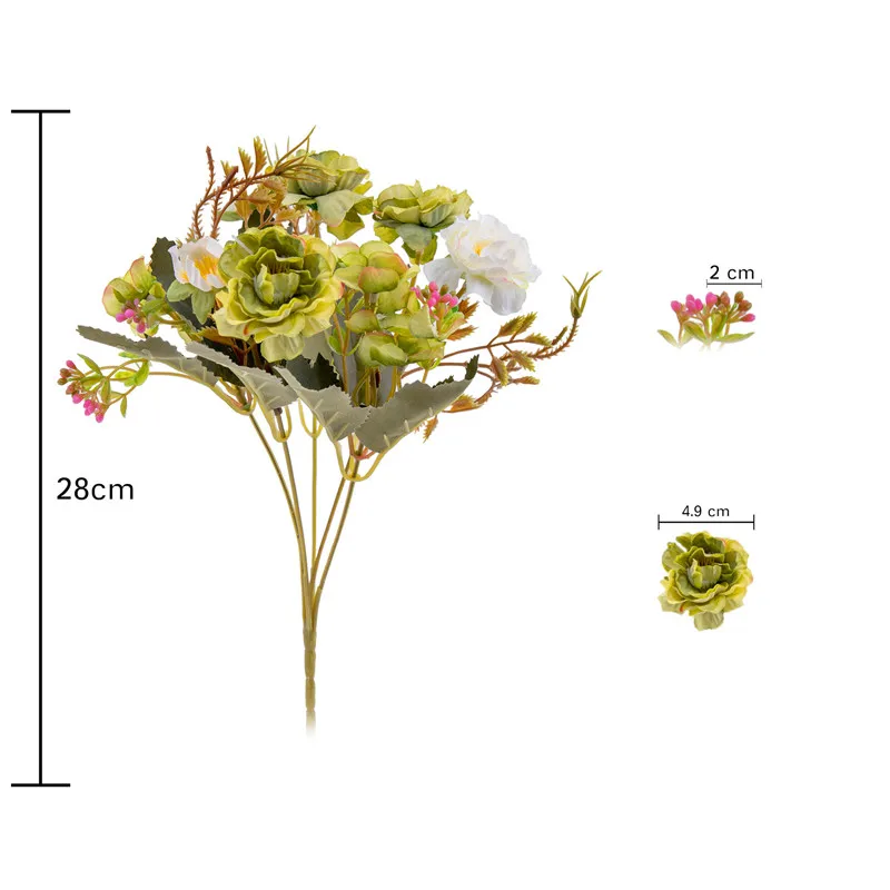 1 Букет пионов, винтажные шелковые искусственные цветы, Маленькие розы, свадебные фальшивые цветы, праздничные принадлежности, сделай сам, вечерние, для дома, Декоративный букет