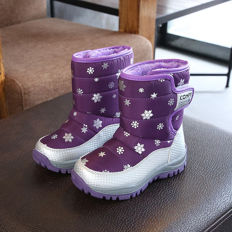 

SKHEK Winter Platform Boys Boots Children Rubber anti-slip Snow Boots Shoes for girl big Kids Waterproof Warm Winter Shoes Botas