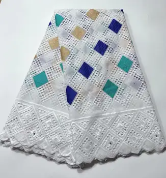 

African Cotton Lace Fabric 2019 Latest High Quality Nigerian French Pure Cotton Embroidery Swiss voile Lace Fabrics 5Yards