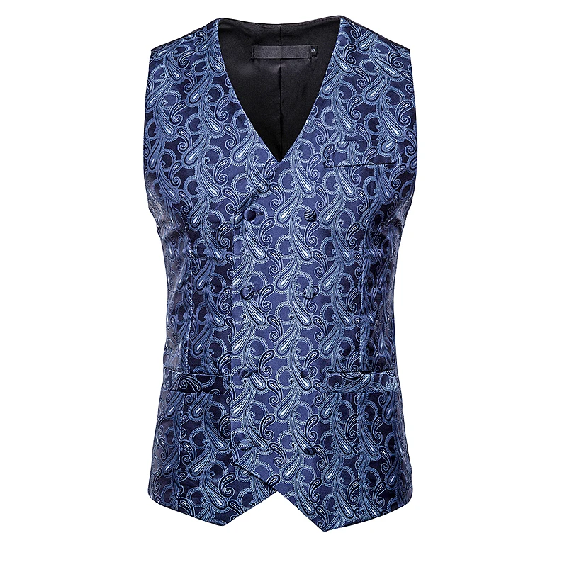 New arrives men smart casual suit vest Cashew flowers pattern vest fashion Double-breasted design vest mens plus size Tops New arrives men smart casual suit vest Cashew flowers pattern vest fashion Double-breasted design vest mens plus size Tops