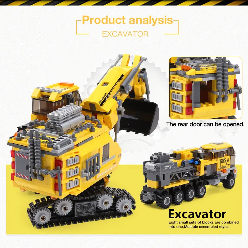 DHL XB13002 Technic Машинки Игрушки 8 в 1 гигантский экскаватор кран Набор монтажные Машинки Игрушки для детей рождественские подарки строительные блоки кирпичи