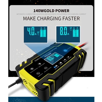 

Automatic Wet Dry Lead Acid Battery Chargers Car Battery Charger Digital LCD Display 12V 8A/24V Pulse Repair Fast Power Chargers