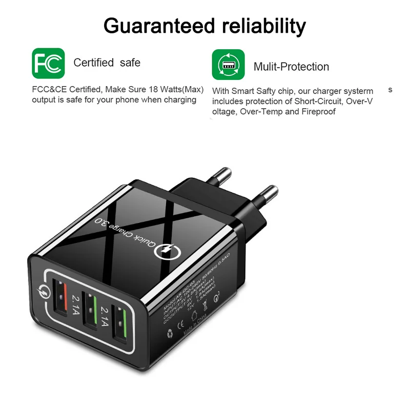 Зарядное устройство USB Quick Charge 3,0 для iPhone 11 Pro X 8 7 iPad быстрое настенное зарядное устройство для samsung S9 Xiaomi Mi huawei зарядное устройство для мобильных телефонов
