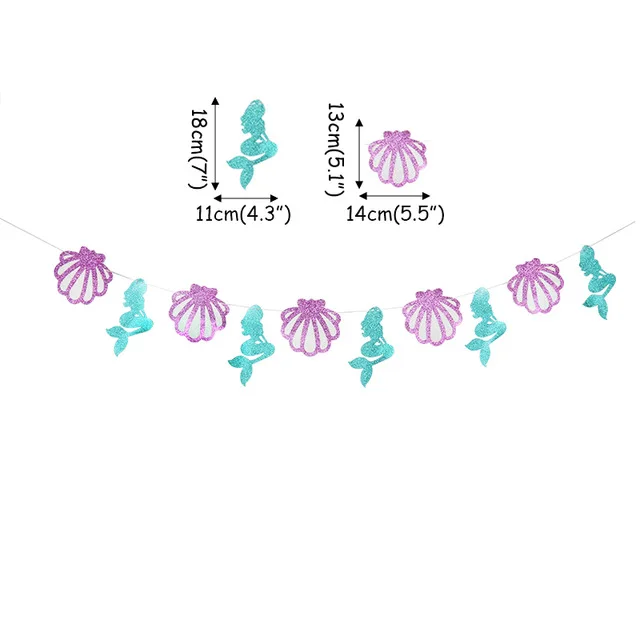 Баннеры с днем рождения, вечерние гирлянды с русалочкой, украшения для маленьких девочек, украшения для первого дня рождения, баннеры с хвостом русалки, баннеры для детского душа - Цвет: 1set banner