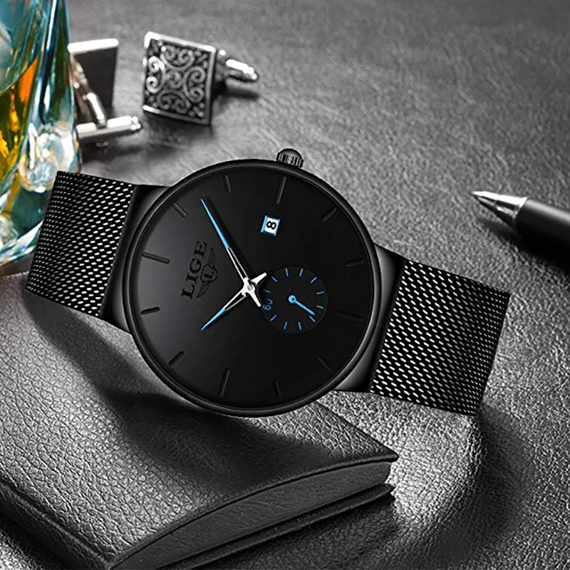 LIGE мужские s часы лучший бренд класса люкс повседневные модные часы Мужские Простые спортивные водонепроницаемые кварцевые часы наручные
