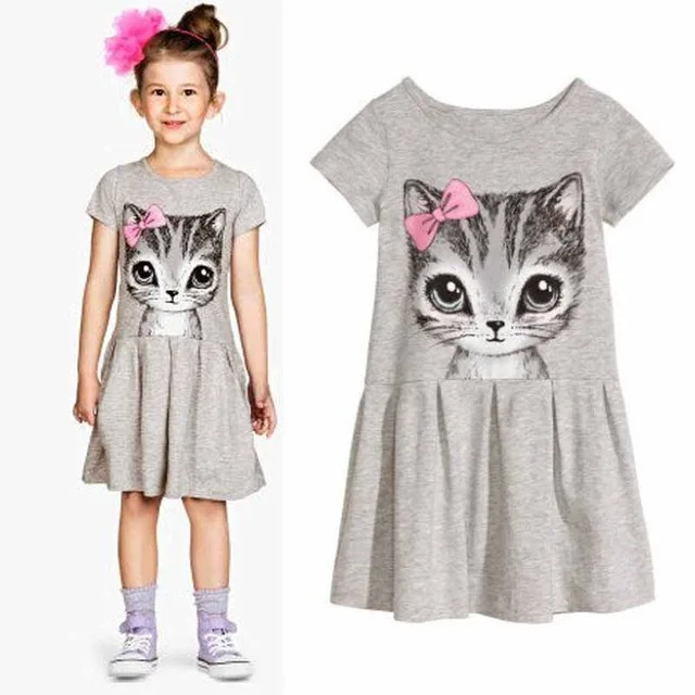 F04-Gray Платье для девочек; Новинка года; летнее платье-майка без рукавов с сумочкой в виде рыбки; милое летнее платье для маленьких девочек - Цвет: F04-Gray