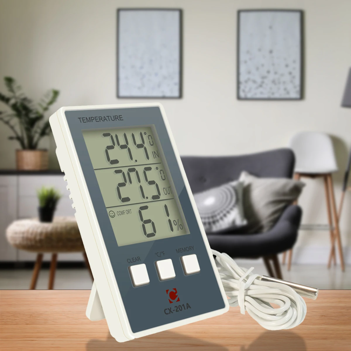 Outdoor Humidity Temperature Sensor Indoor Outdoor Temperature Meter