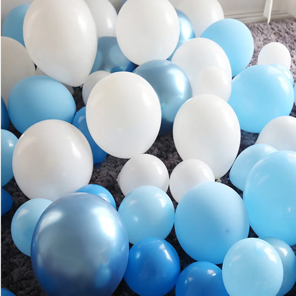60 шт./компл. сине-белые воздушные шарики с нарисованными облаками для маленьких мальчиков игрушечный самолетик украшения для свадьбы и дня рождения Гавайская тема детская День рождения поставки воздушные Globos