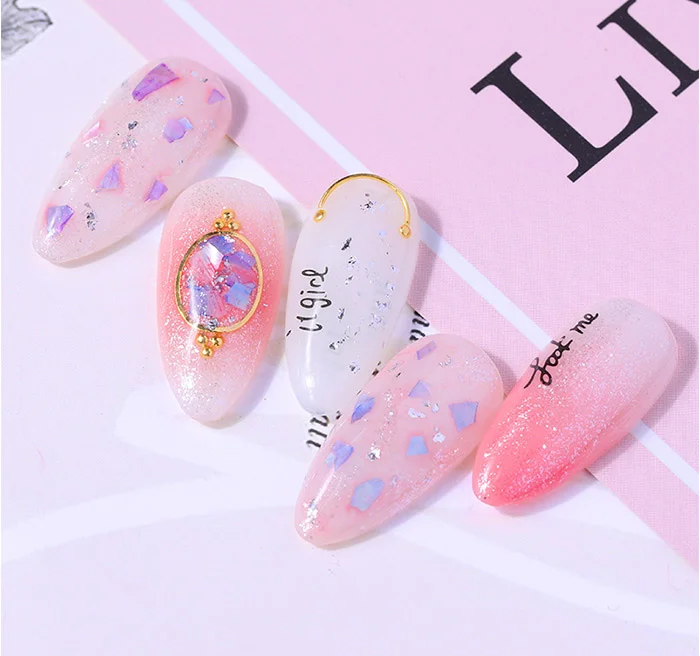 3D украшения для дизайна ногтей Seashell ломтики неправильного смешанного размера 12 цветов дизайн ногтей DIY блестка