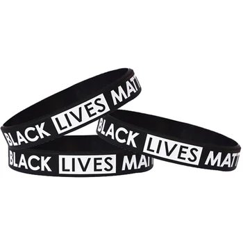 

20pcs/lot Black Lives Matter Wristband Silicone Rubber Bracelet
